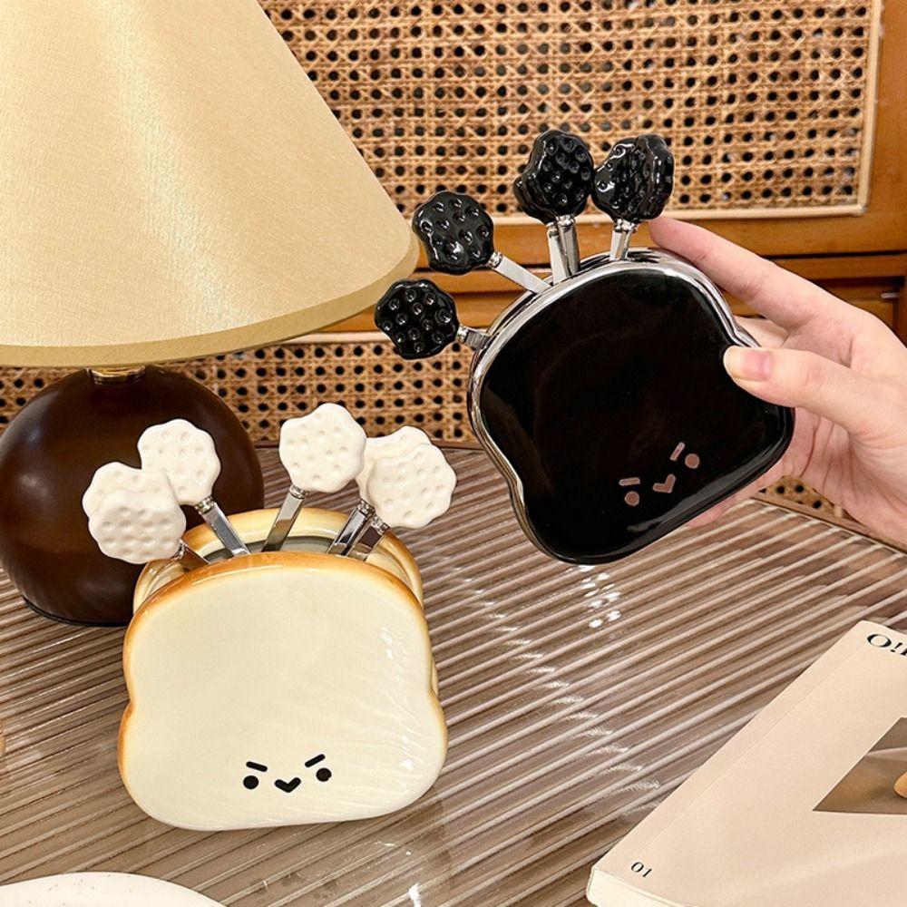 

Stainless Steel Creative Food Picks Cartoon Bread Shape Cartoon Fruit Sticks Wedding білий