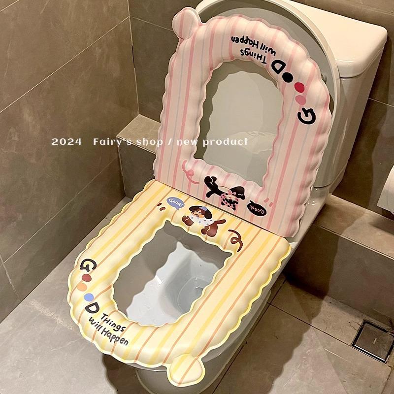 EVA Waterproof Antibacterial Toilet Seat Cover - Washable, Universal, Cute Design, Adhesive Cushion for All Seasons