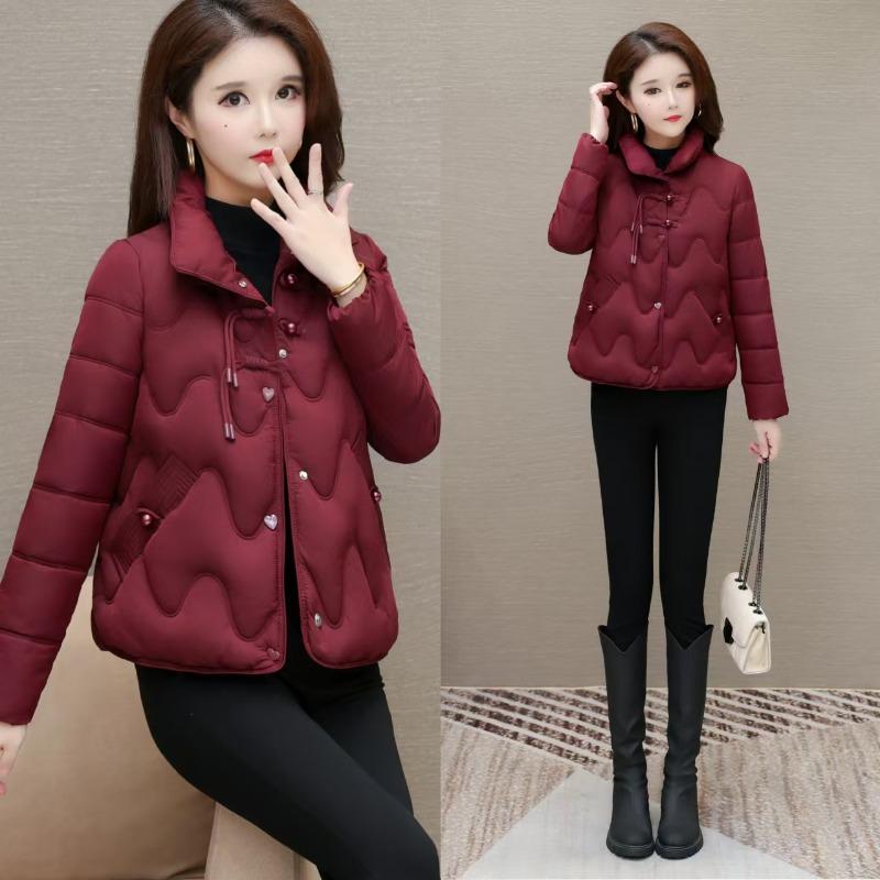 Cotton Clothes Short Women's New Buckle Fashion Thin Down Cotton Clothes Small Casual Versatile Winter Cotton Clothes
