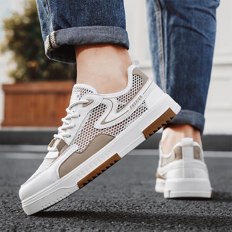 

2025 shoes men s summer breathable thin hollow mesh mesh sports board shoes low top fashion trend men s shoes 44