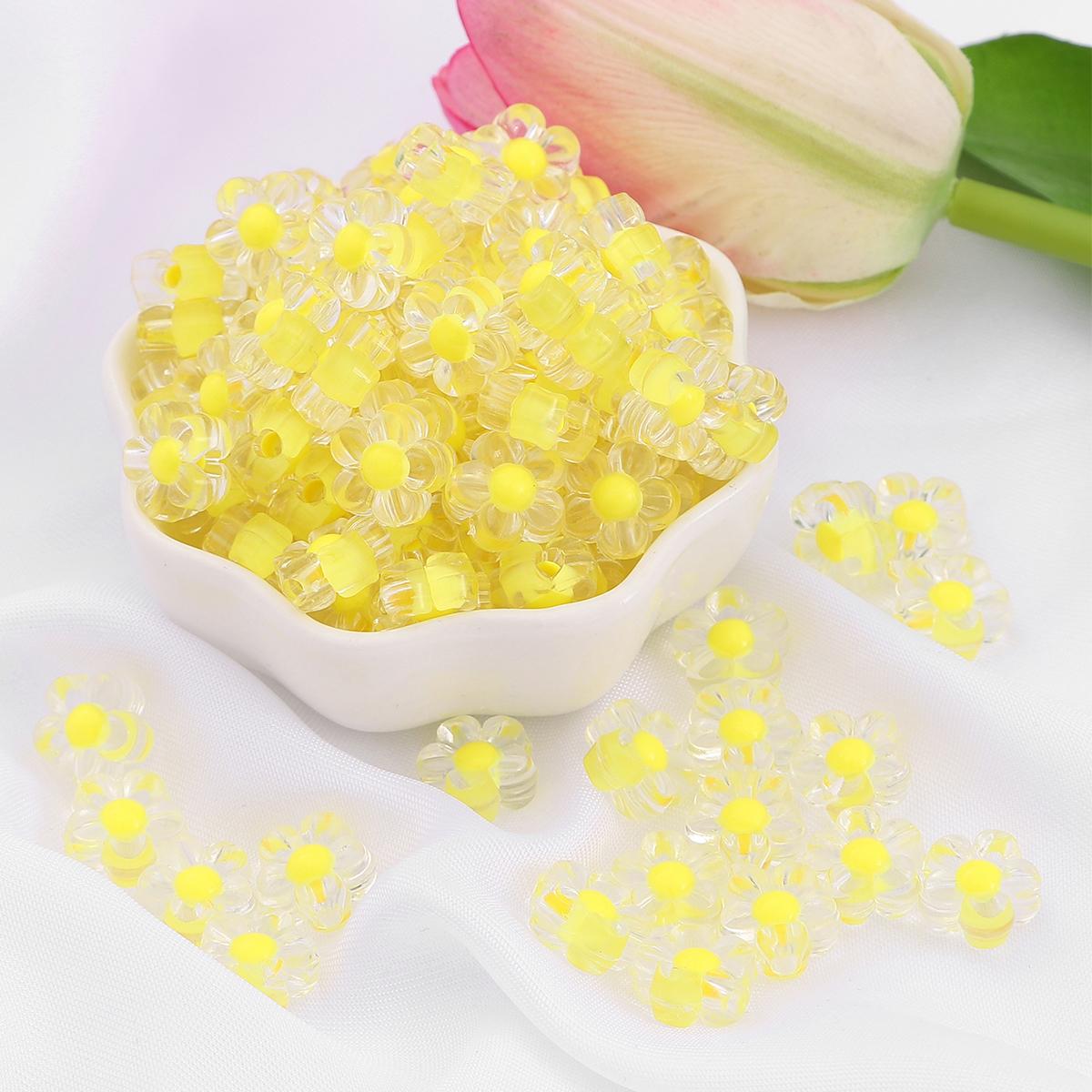 

50 шт. 12 мм прозрачные акриловые бусины-разделители с пятью лепестками цветов для самостоятельного изготовления ювелирных изделий жёлтый