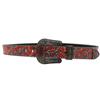European And American Hip Hop Red Pattern Rhinestone Printing Belt, Original Punk Trend Pu Leather Belt