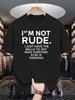 Unisexs Crew Neck T Shirt Funny Attitude I Am Not Rude Quote Text Print Graphic Short Sleeve Casual Cotton Streetwear Tops