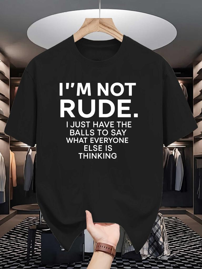 Unisexs Crew Neck T Shirt Funny Attitude I Am Not Rude Quote Text Print Graphic Short Sleeve Casual Cotton Streetwear Tops