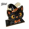 Decorative Napkin Stand Pumpkin Indoor Holder Black Cute Halloween Wooden Cat Mummy Holiday Dining Accessory Desktop Organizer for Party