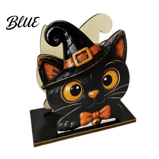 Decorative Napkin Stand Pumpkin Indoor Holder Black Cute Halloween Wooden Cat Mummy Holiday Dining Accessory Desktop Organizer for Party