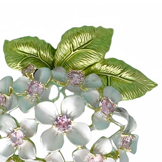 Broche para Mujer Brillo Alto Incrustación de Pedrería Diseño de Hortensia Brillante Pin de Solapa Suéteres Cuellos Sombreros Bolsos Abrigos Bufandas Insignia Accesorio de Atuendo
