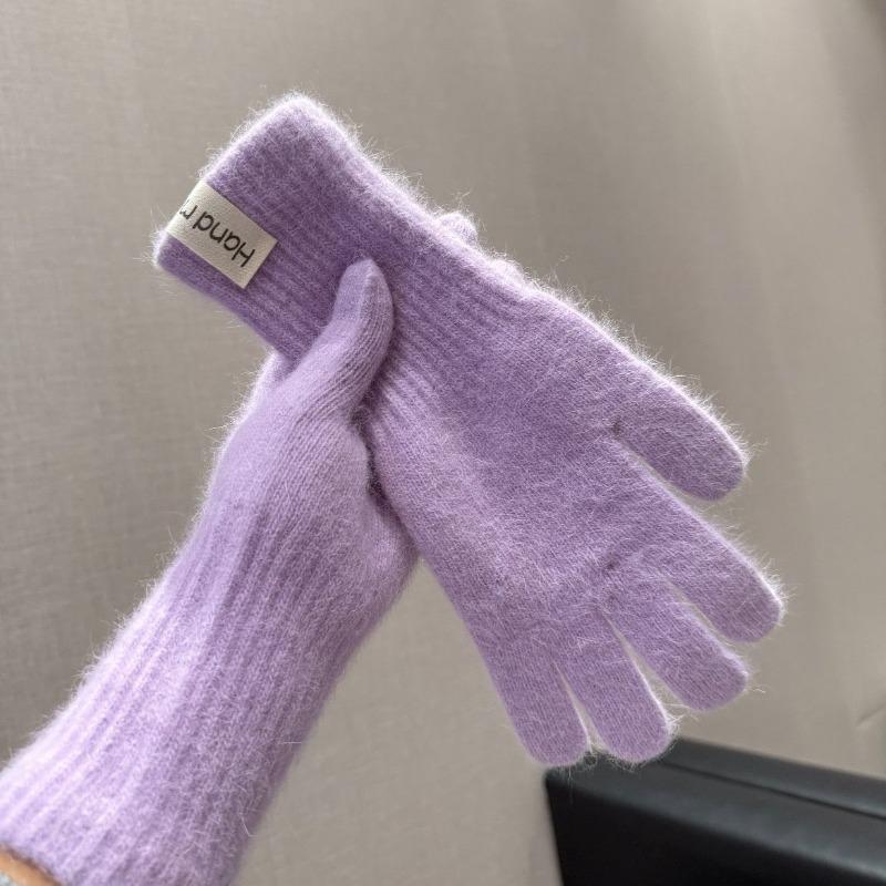 Wind Rabbit Plush Cute Warm Knitted Wool Gloves Long Girl Pink Thickened Soft Cold-proof