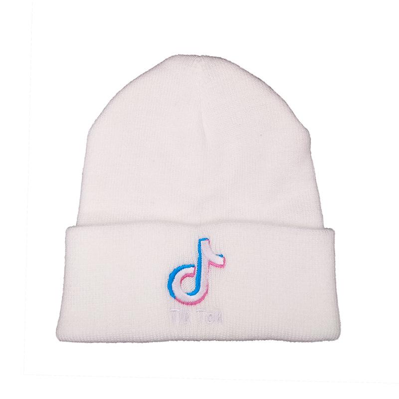 

Tiktok Knitted Beanie Hat Embroidery Letter Men Women Cap Streetwear Fashion All White