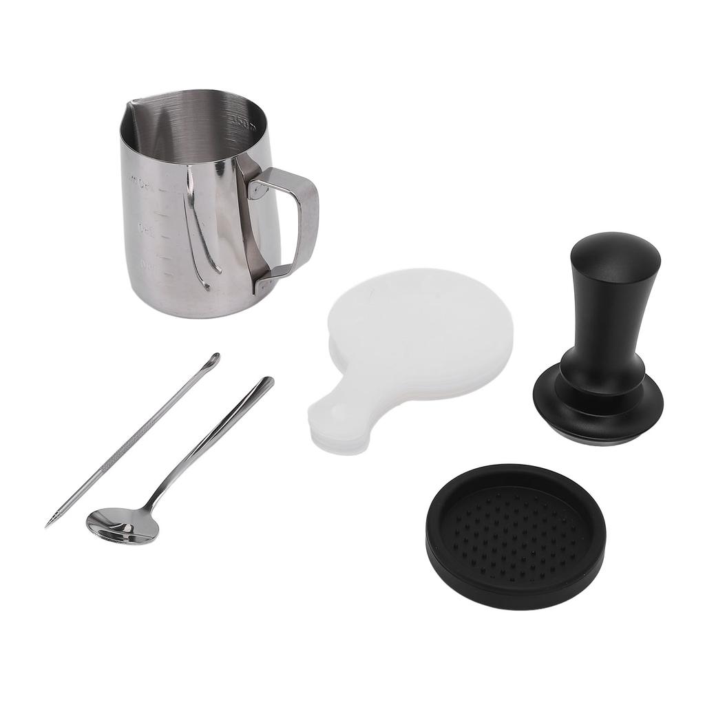 21PCS Kaffee Tamper Set Edelstahl Aufschäumen Krug Tamper Matte Kaffee Rührer Kaffee Schablonen