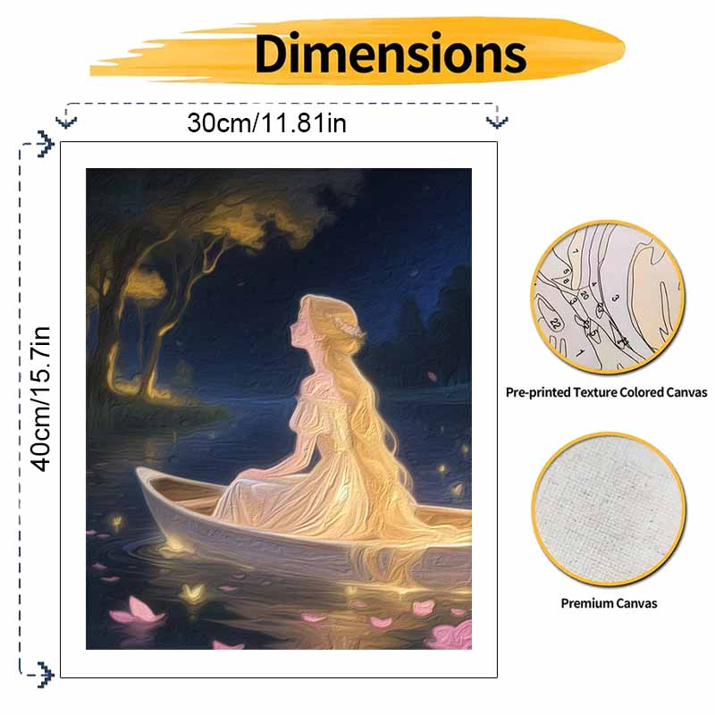 Disney Princess Boat Night Oil Painting Hand Painting Coloring Painting Handmade Diy Home Decoration Gift