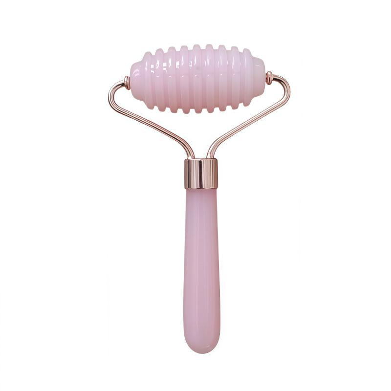 Heart-Shaped Rose Quartz Dual Roller & Massage Board Set - Non-Jade White Facial Tool