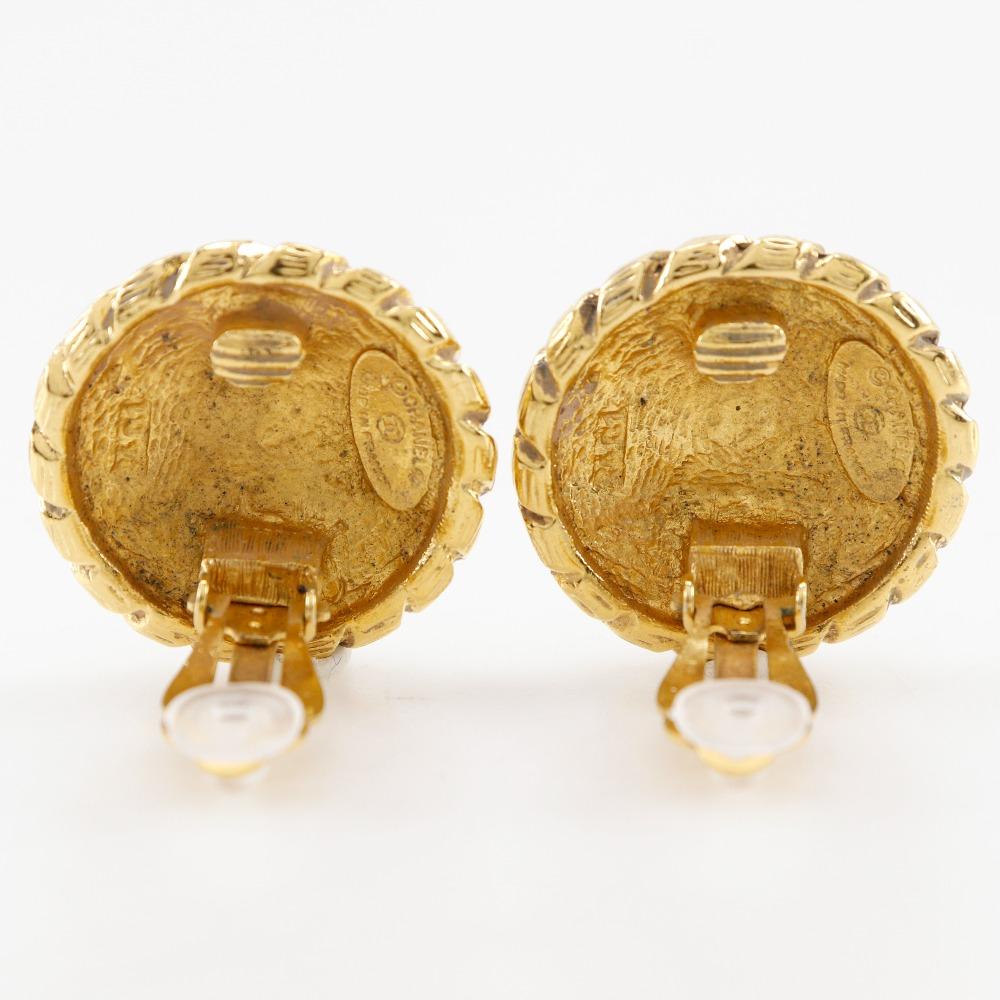 Chanel COCO Mark Earring Vintage Plated Gold 23g Women Used