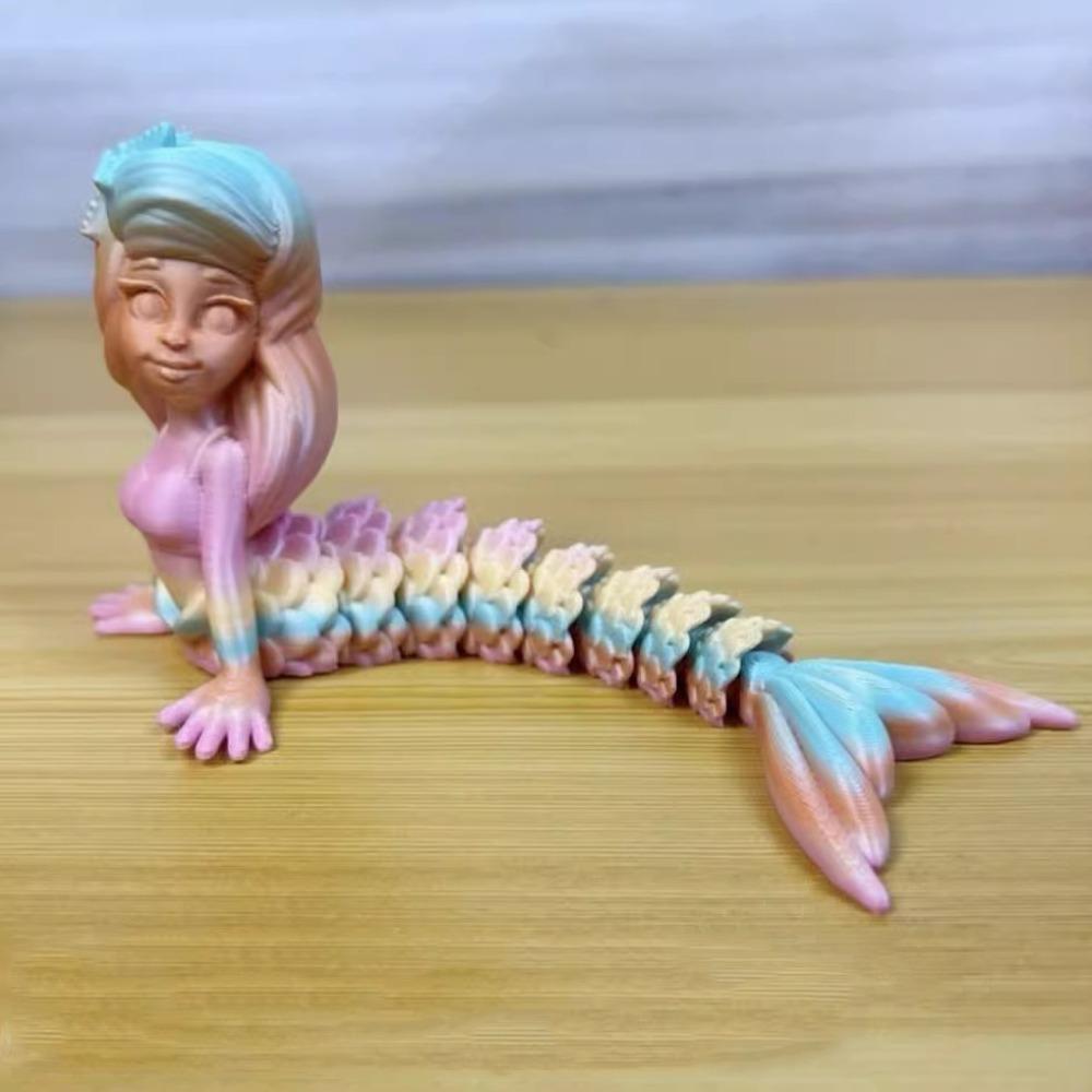 

Пластиковая 3D-печатная фигурка русалки, многосуставная, 6 цветов, настольные украшения русалки, подвижная шарнирная игрушка-непоседа разноцветный