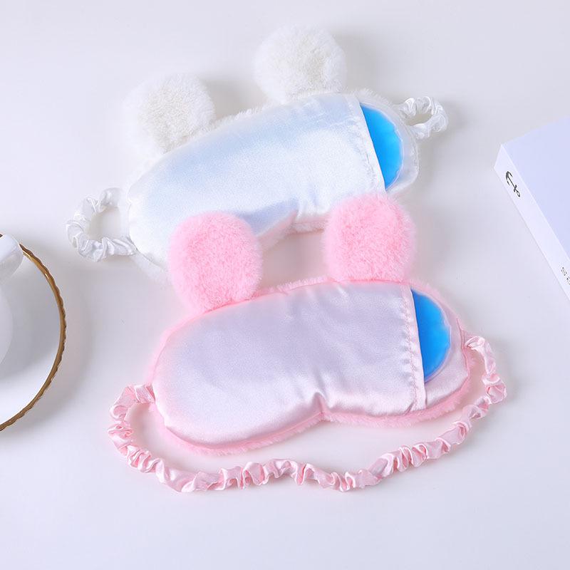 Cute Cartoon Rabbit Ears Plush Silk Eye Mask with Hot and Cold Pack - Comfortable Sleep Mask Available