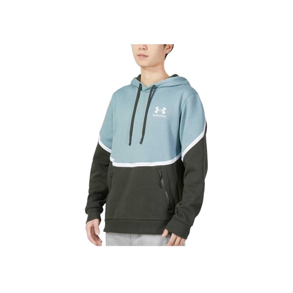 Under Armour Rival Amp Color Block Fleece Hooded Training Sweatshirt Men Sweatshirt Blue 1357090-424