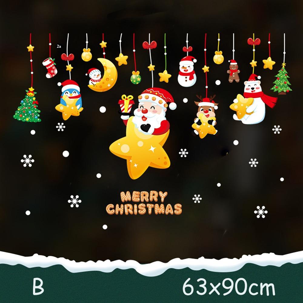 2025 Happy New Year Christmas Sticker Santa Claus Snowman Xmas Decal Merry Christmas Xmas wreath Window Sticker Shopping Mall