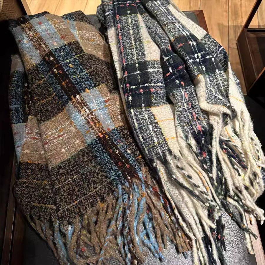 Plaid Korean-Style Women's Winter Scarf - Warm Imitation Cashmere Snood