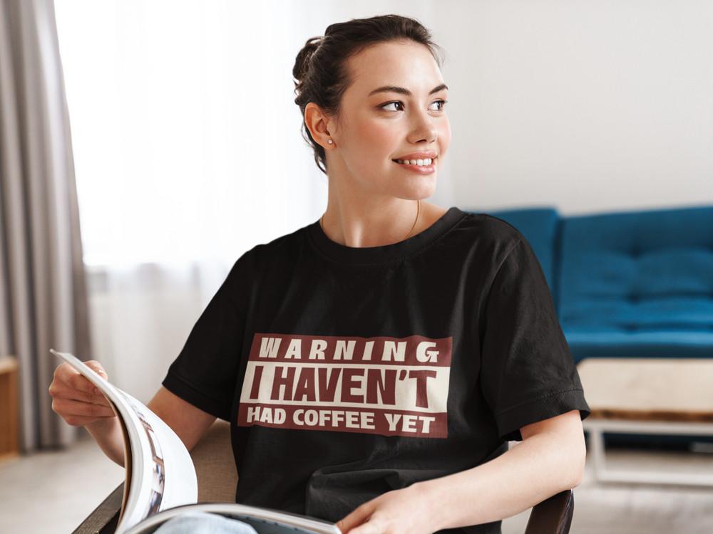 

Bio Damen T-Shirt Oversize Funny Kaffee Spruch: Warning I havent had a coffee XL
