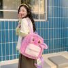 Stitch Pink Plush Backpack Cherry Blossom Pearl Design With Closure Drawstring