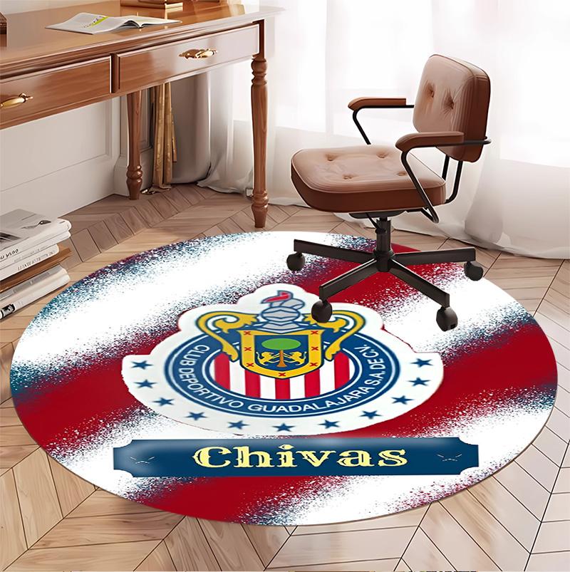 Club Deportivo Guadalajara Muster Runder Teppich, Innen-/Außenmatte, für Picknick, Spielzimmer, Schlafzimmer, Büro, Wohnzimmer, Heimdeko Teppich, Geburtstagsgeschenk