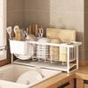 Multi-functional White Dish Drying Rack with Utensil Holders