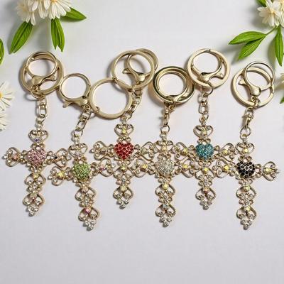 Stylish Heart Rhinestone Keychain Pendant for Bags and Cars