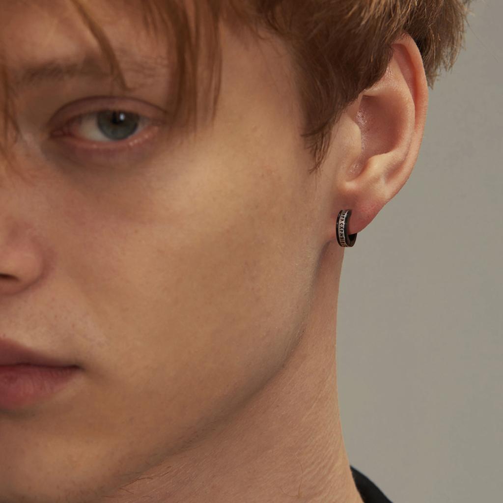 Men's Gothic Viking Runes Hoop Earrings Stainless Steel Waterproof Vintage Huggie Earrings Hip Hop Punk Party Jewelry Gifts Boys