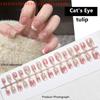 30Pcs Wearable Fake Nail Tips Nail Art for Nail Salon Customers Tulip Flowers Cat's Eye Press-On False Nails