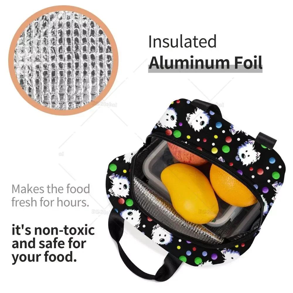 West Highland Terrier Dog Insulated Lunch Bag for Women Pet Westie Portable Cooler Thermal Bento Box Camping Travel Picnic Bags