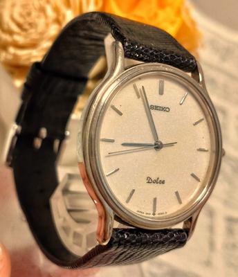 Working SEIKO Dolce Slim White Men's Wristwatch, Simple, Design, Dial, Vintage.