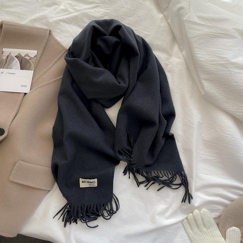 Solid color imitation cashmere scarf women's winter men's couple shawl dual-purpose warm long thickened