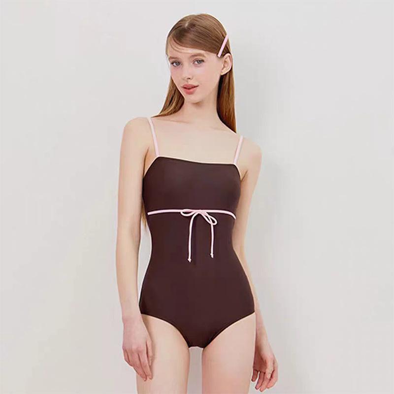 Women s Sexy Solid Color Slimming Strappy One-Piece Swimsuit Medium