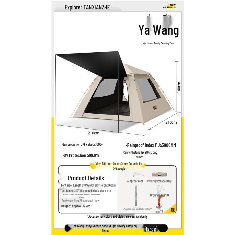 Two-in-One Portable Folding Camping Tent and Canopy Set Standard