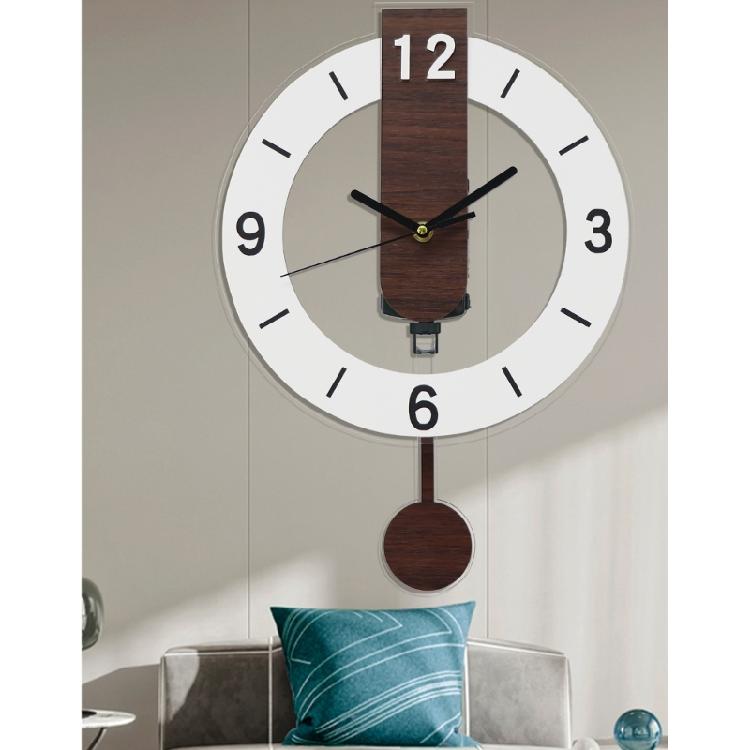 Acrylic Wall Clock with Pendulum Quiet Quartzs Arabic Numerals Hanging Swing Clock Living Room Decorative Use