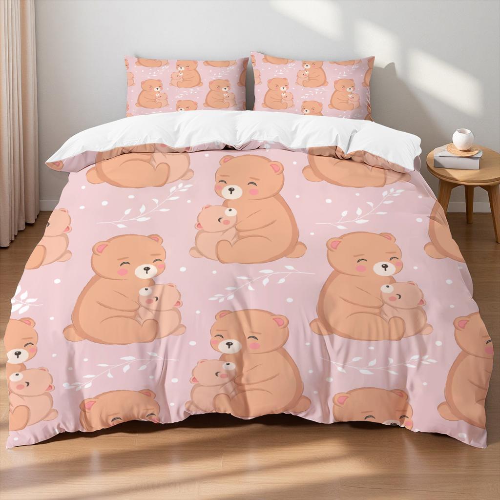 Tecknad Sängkläder Set Sött Djur Påslakan Set Enkel Tvilling Queen King Storlek Ingen Fyllning Födelsedagspresent För Barn Flickor Pojkar Sovrum