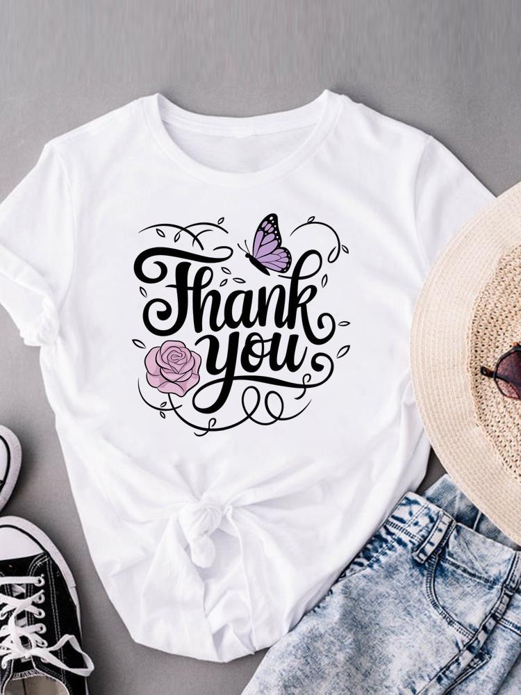 (Asian Size) Sweet Lovely Cute 90s Print Short Sleeve T-shirts Fashion O-neck Female Casual Women's Top T Clothing  Graphic Tee