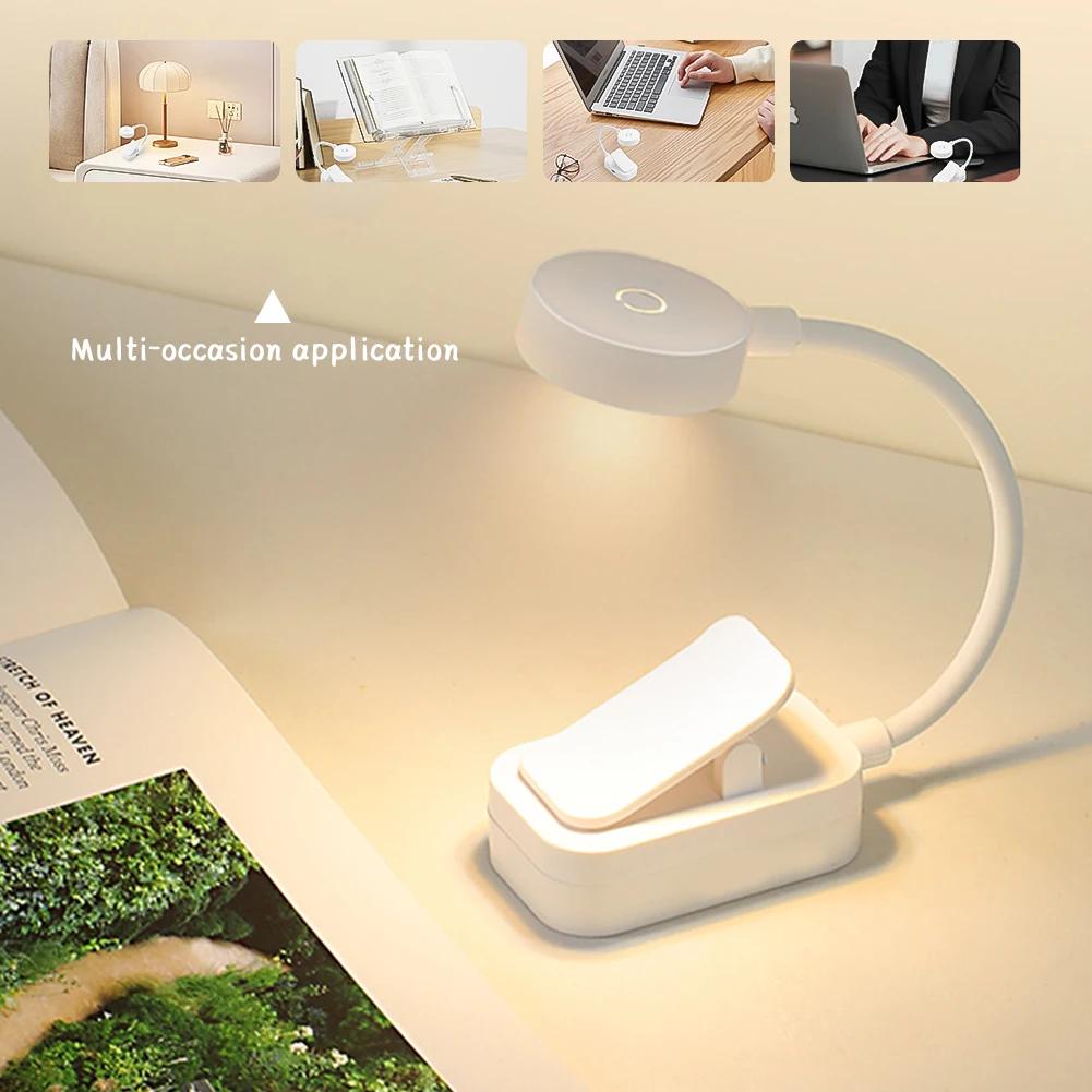 Mini-Clip-Buchlampe LED-Schreibtischlampe Augenschutz 3 Farben Batteriebetrieben Nachtlicht Tragbar Nachttisch Studenten-Leselampe