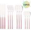 12Pcs Western Gold Dinnerware Stainless Steel Cutlery Set Knife Fork Tea Spoon Dinner Flatware Set Kitchen Silverware Tableware