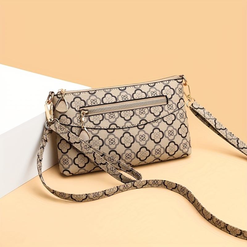 

Сумка через плечо с цветочным принтом, женский кошелек-клатч на молнии, модные сумки через плечо для повседневного использования 22*12*2.5cm хаки