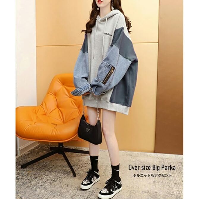 Arcade Oversized with Denim Lightweight Pullover Free White Women's Hoodie, Lightweight, Fall/Winter, Sleeves, Sweatshirt, Hoodie, Size,
