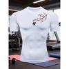 Mens Navy Blue Compression Short Sleeve T-Shirt Cherry Blossom Graphic Slim Fit Gym And Running Athletic Training Top
