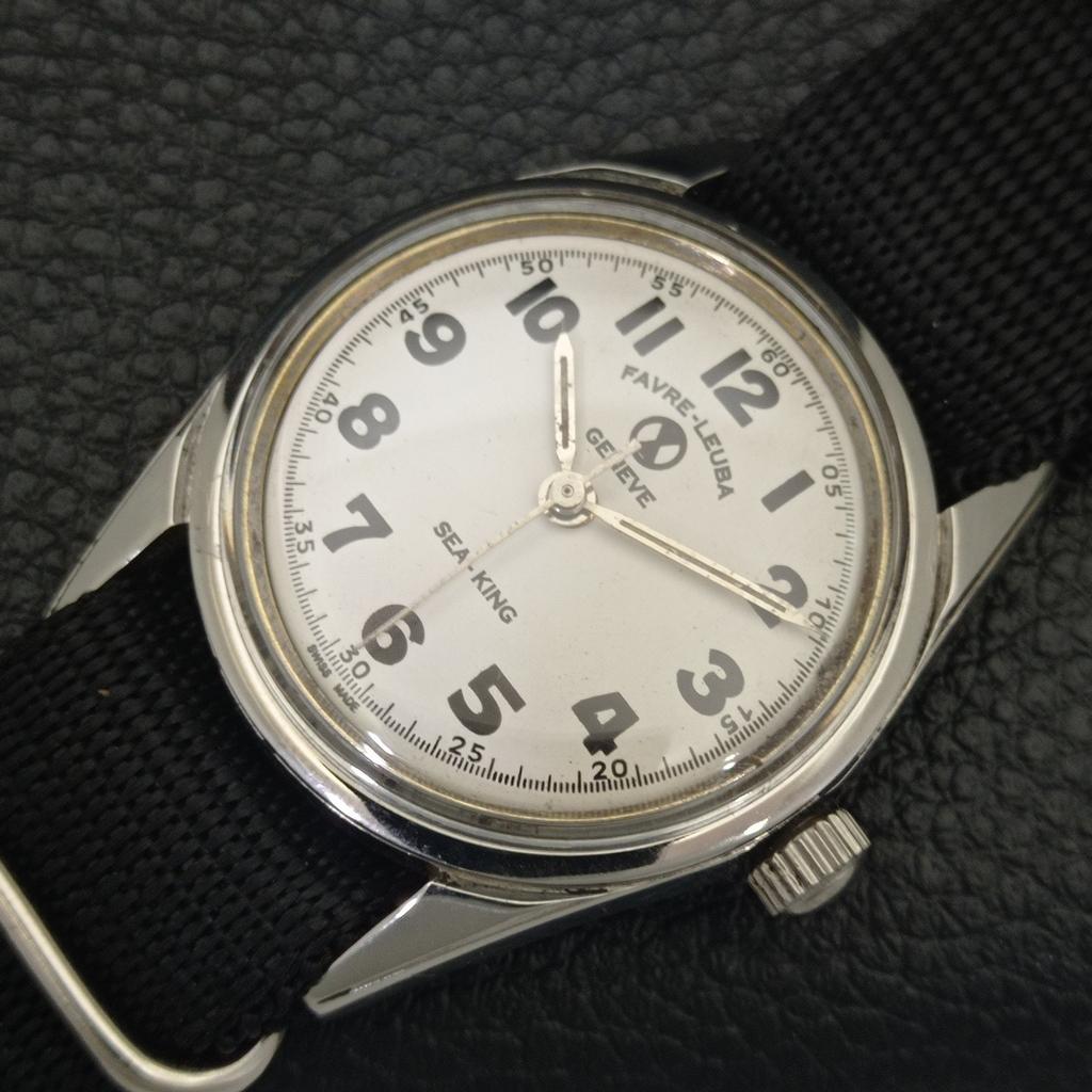 FAVRE LEUBA SEA KING 101 HAND-WINDING VINTAGE SWISS MENS WHITE WATCH A702008-5 R208-a702008