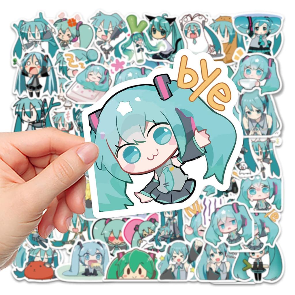 Kolergam Hatsune Miku Sticker Cute Anime Stickers for Hatsune Moe Planner Popular Anime Stylish Waterproof Graffiti Popular DIY Stickers for Water
