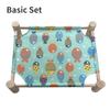 1Set Cat and Dog Hammock Bed  Wooden Cat Hammock Elevated Cooling Bed Detachable Portable Indoor Outdoor Pet Bed