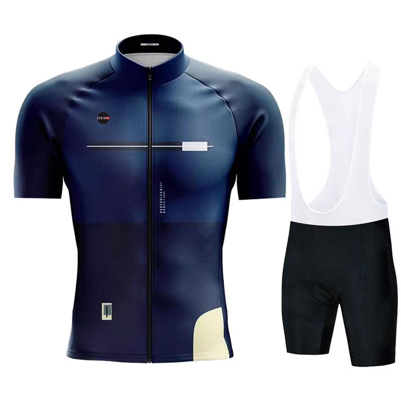 Gobikful Ensemble Maillot de Cyclisme Manches Courtes Vêtements de Vélo 2026 Été Homme Bleu Maillot VTT Ciclismo Ensemble Cuissard à Bretelles Vélo