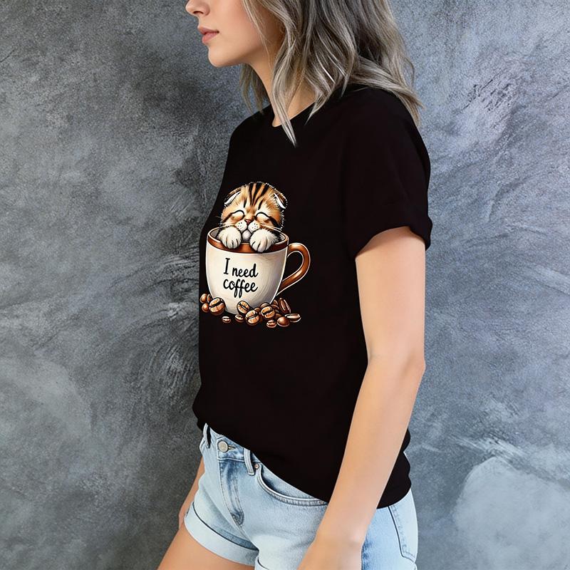 T-shirt Fashion Round Neck Short Sleeve T-shirt Casual Pattern T-shirt Top