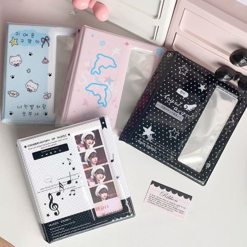 Cartoon Four Grid 4 Cuts Album Photo Card Collection Book For 40 Pcs 2X6 Inch Photo Strips Bookmark 20 Pcs 4X6 4R Photo Holder
