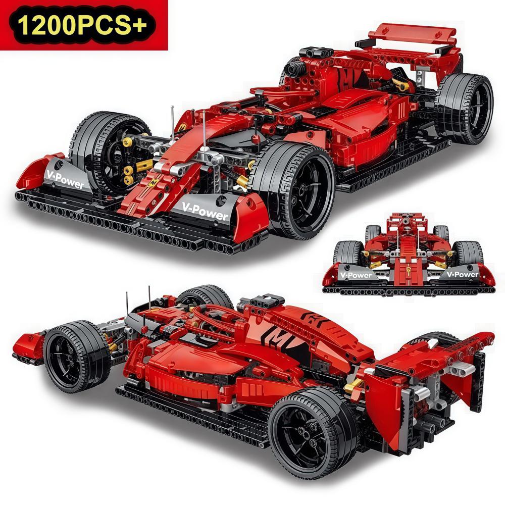 Non-Toxic 1200Pcs Super Racing Car Building Blocks Sets Technical Moc Model Creative 3D Display Bricks Christmas Gifts For Adults Kids