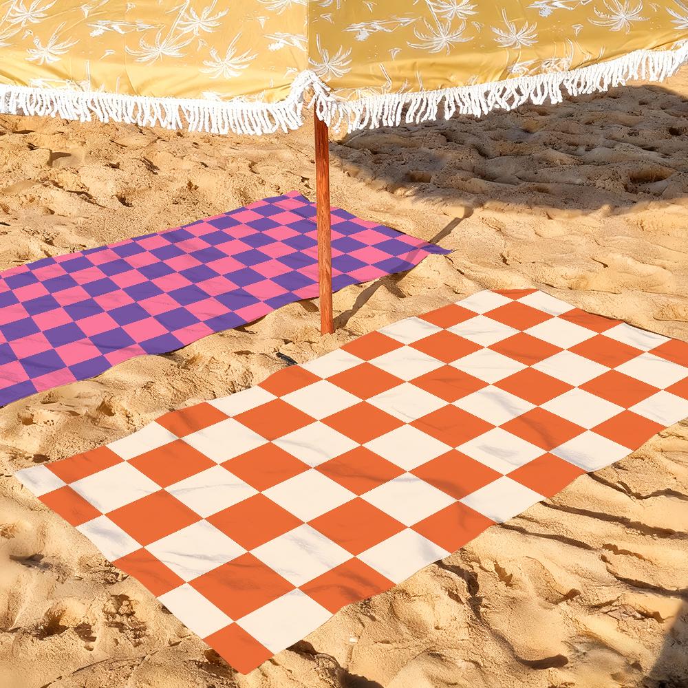 Fun Checkerboard Art Towel Soft Pool Gift For Travel Gym Shower Camping Quick Dry Sports Large Beach Towels